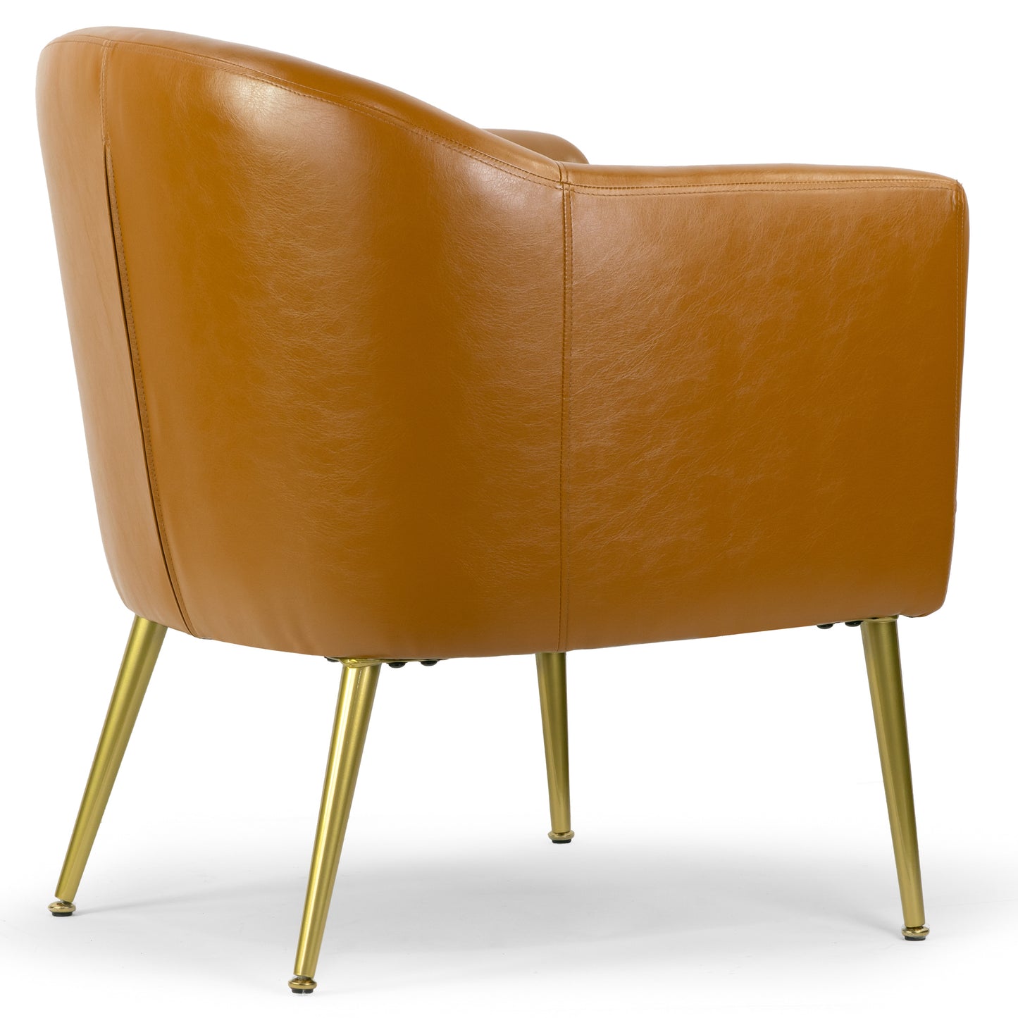 Avi Cappuccino Faux Leather Accent Chair with Golden Legs