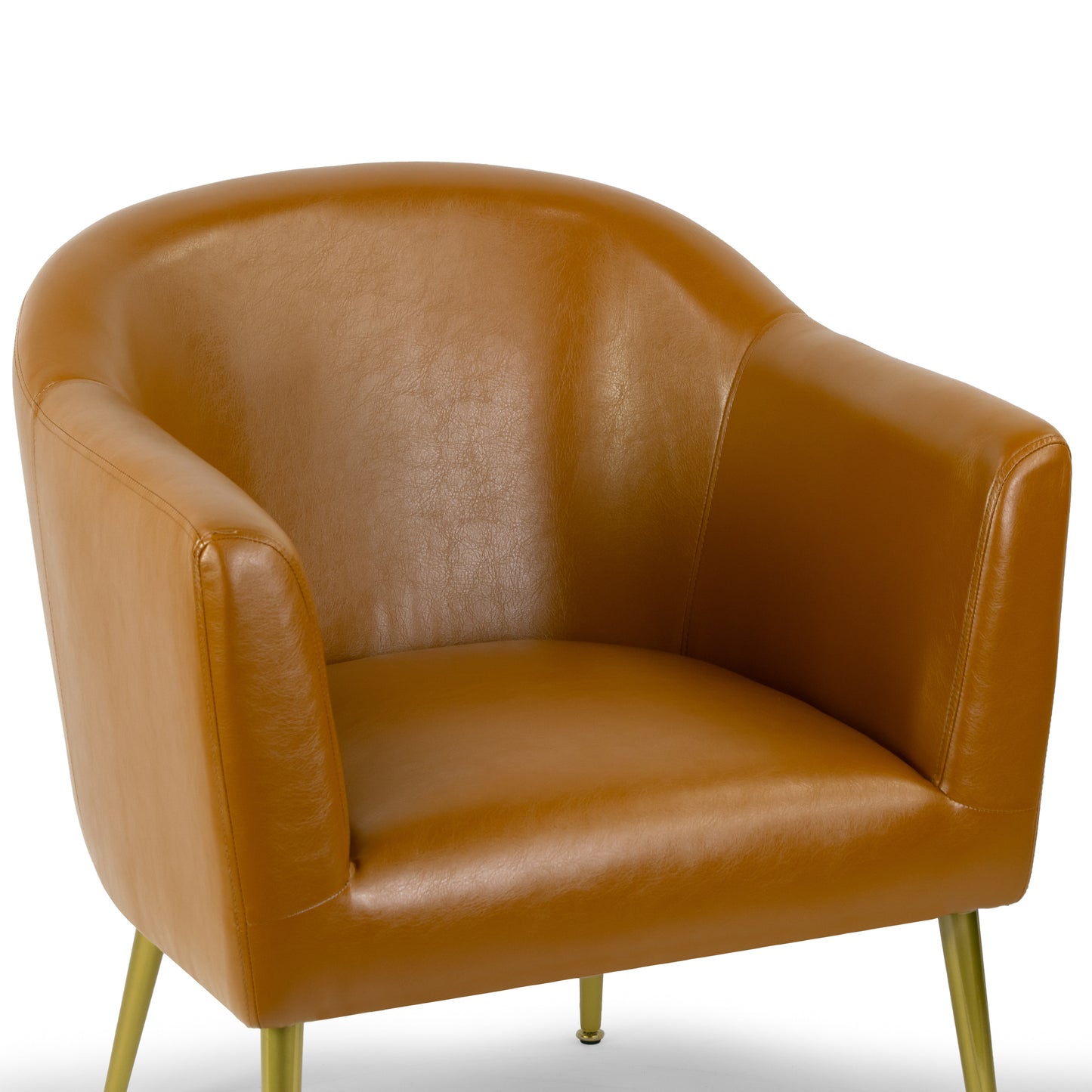 Avi Cappuccino Faux Leather Accent Chair with Golden Legs