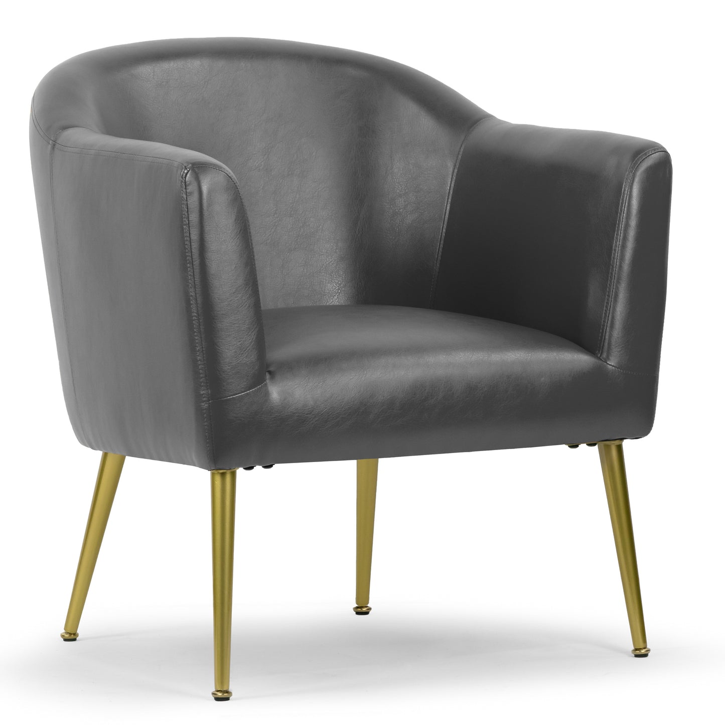 Avi Gray Faux Leather Accent Chair with Golden Legs