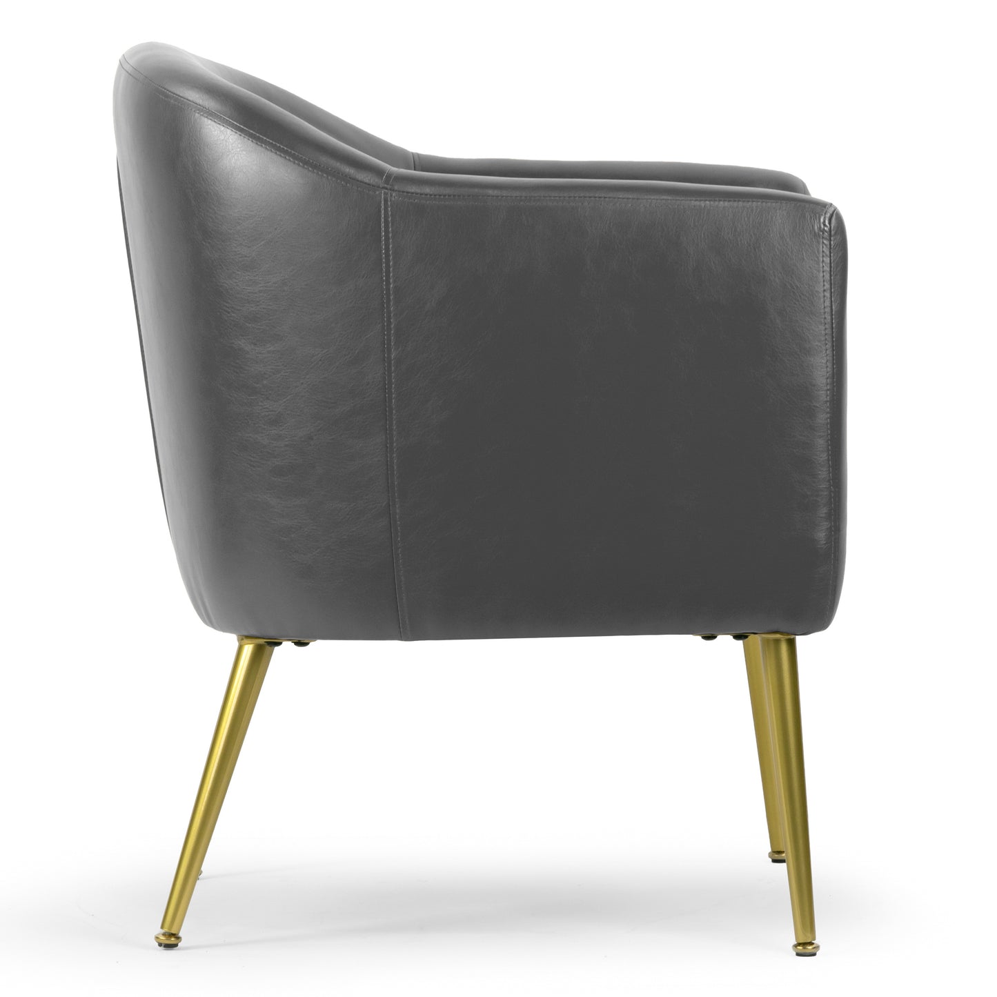Avi Gray Faux Leather Accent Chair with Golden Legs