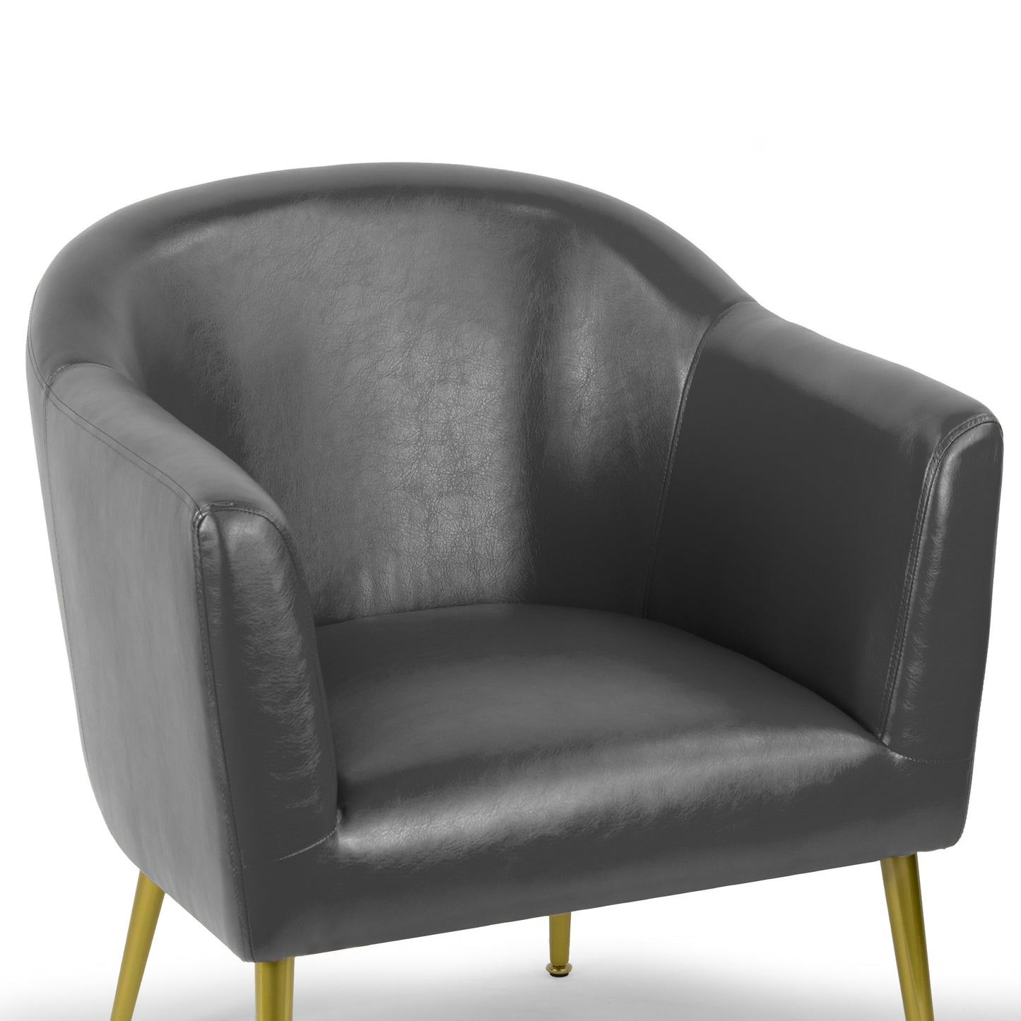 Avi Gray Faux Leather Accent Chair with Golden Legs