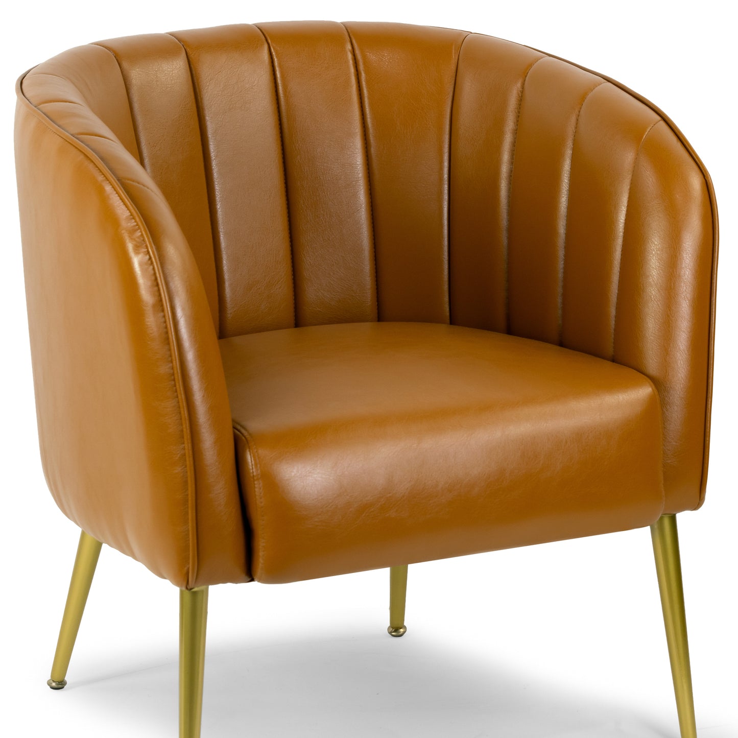 Avia Cappuccino Faux Leather Accent Chair with Decorative Stitching