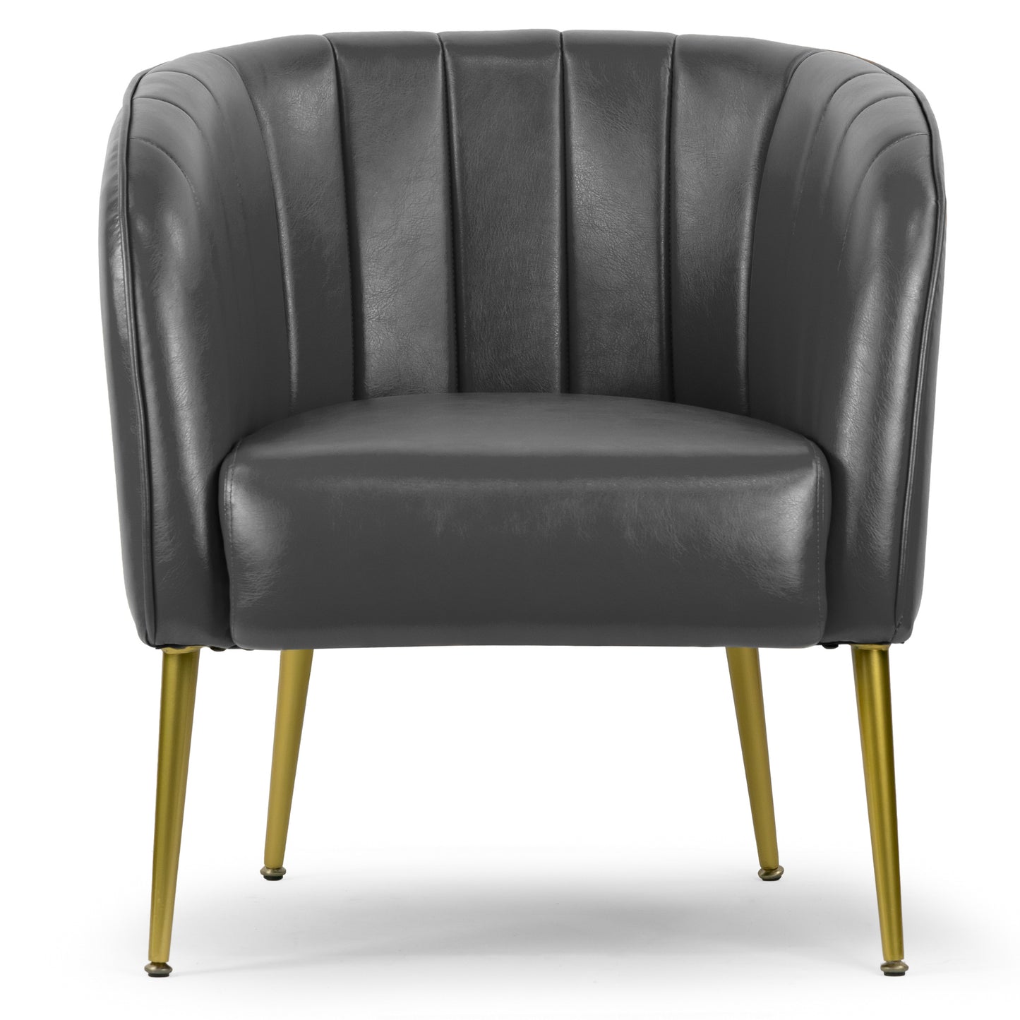 Avia Gray Faux Leather Accent Chair with Decorative Stitching