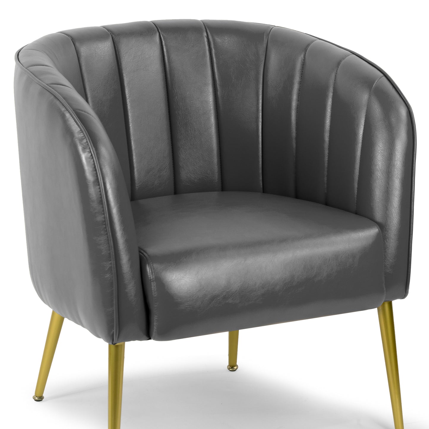 Avia Gray Faux Leather Accent Chair with Decorative Stitching