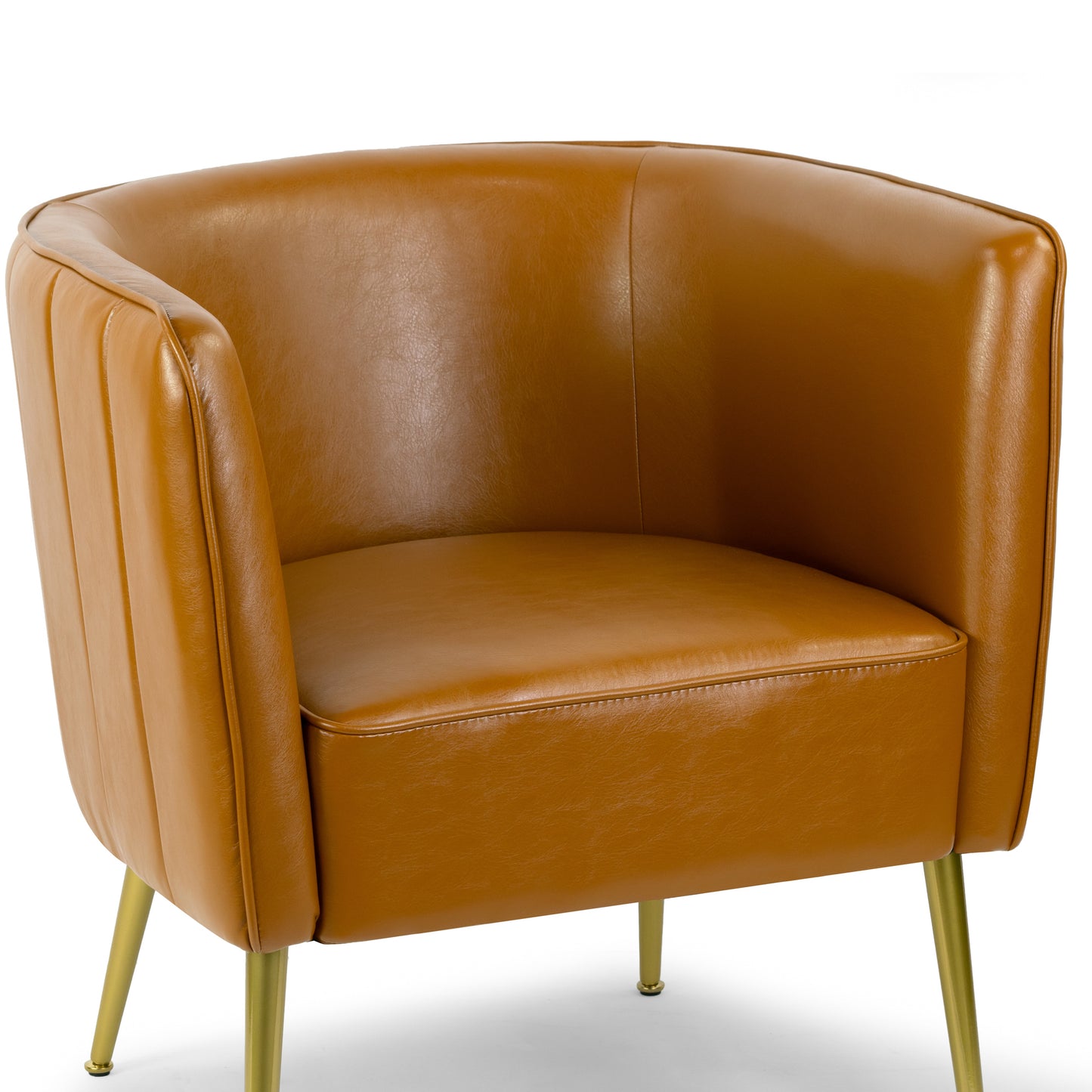 Avian Cappuccino Faux Leather Accent Chair with Decorative Stitching