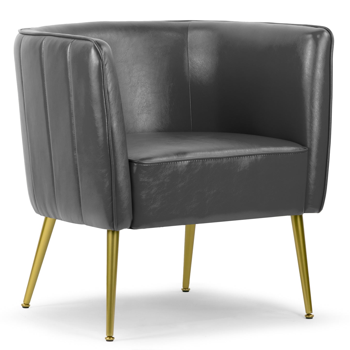 Avian Gray Faux Leather Accent Chair with Decorative Stitching