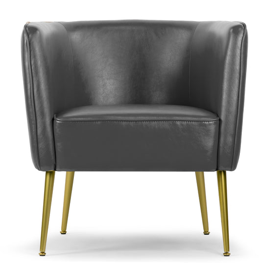 Avian Gray Faux Leather Accent Chair with Decorative Stitching