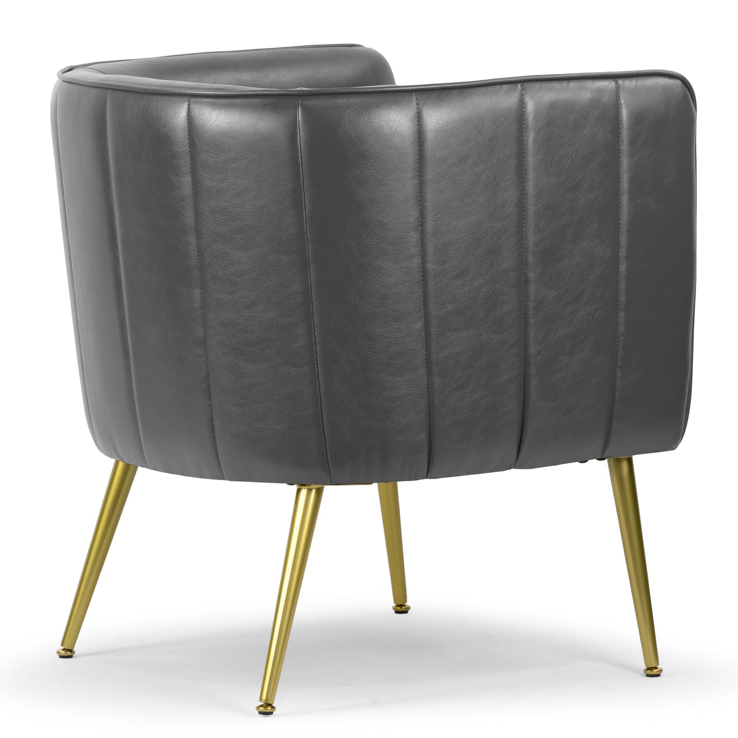 Avian Gray Faux Leather Accent Chair with Decorative Stitching