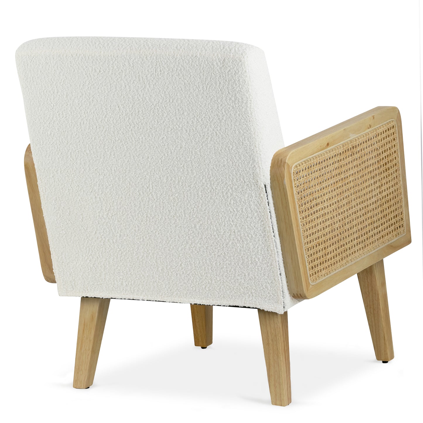 Ayaki White Woven Accent Chair with Rattan Arms