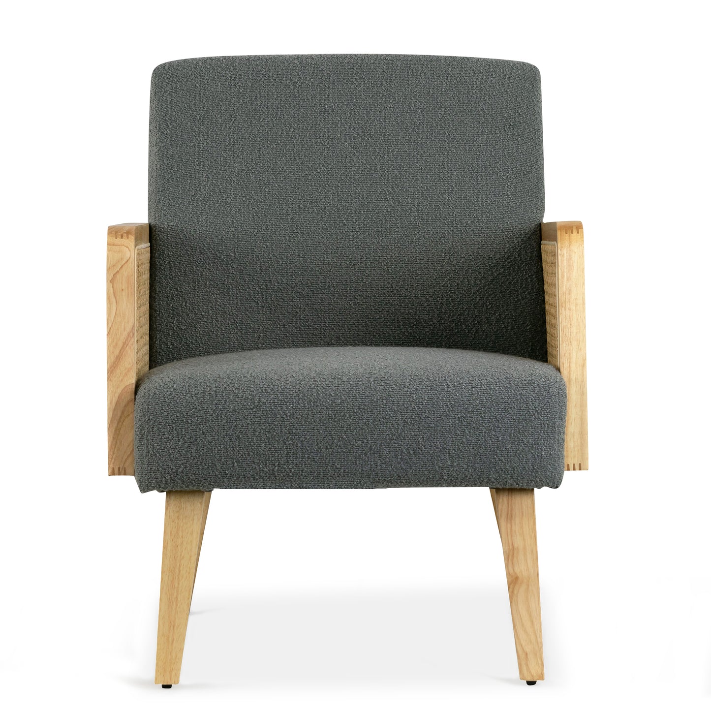 Ayaki Gray Woven Accent Chair with Rattan Arms