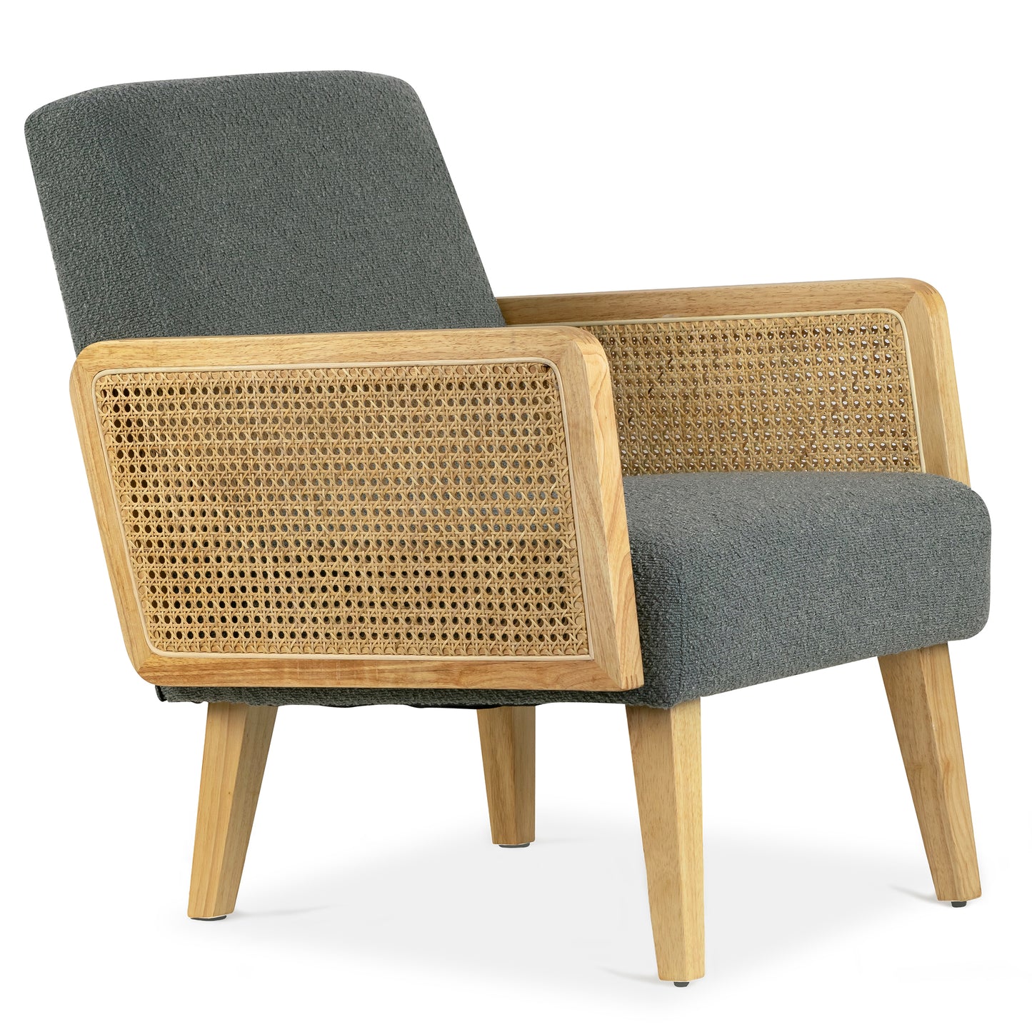 Ayaki Gray Woven Accent Chair with Rattan Arms