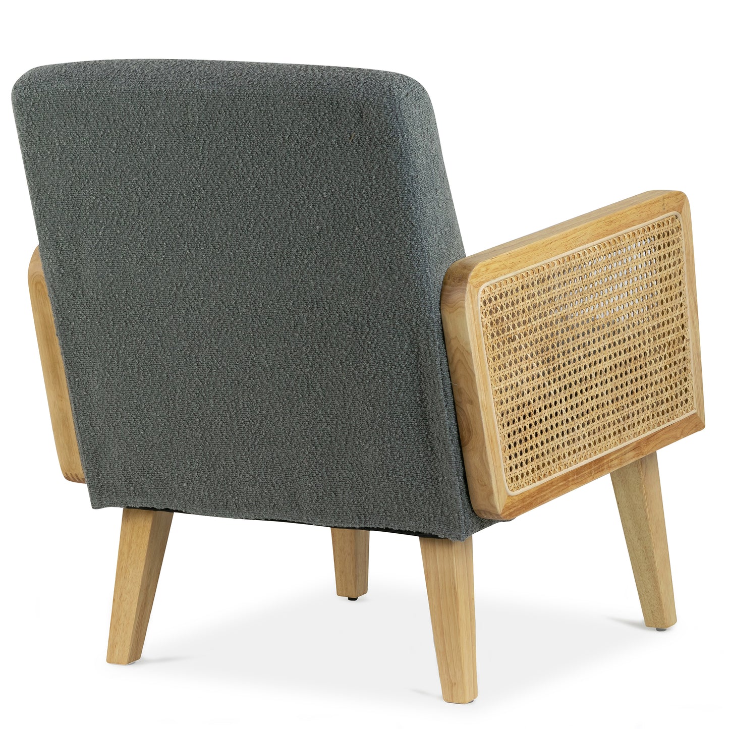 Ayaki Gray Woven Accent Chair with Rattan Arms