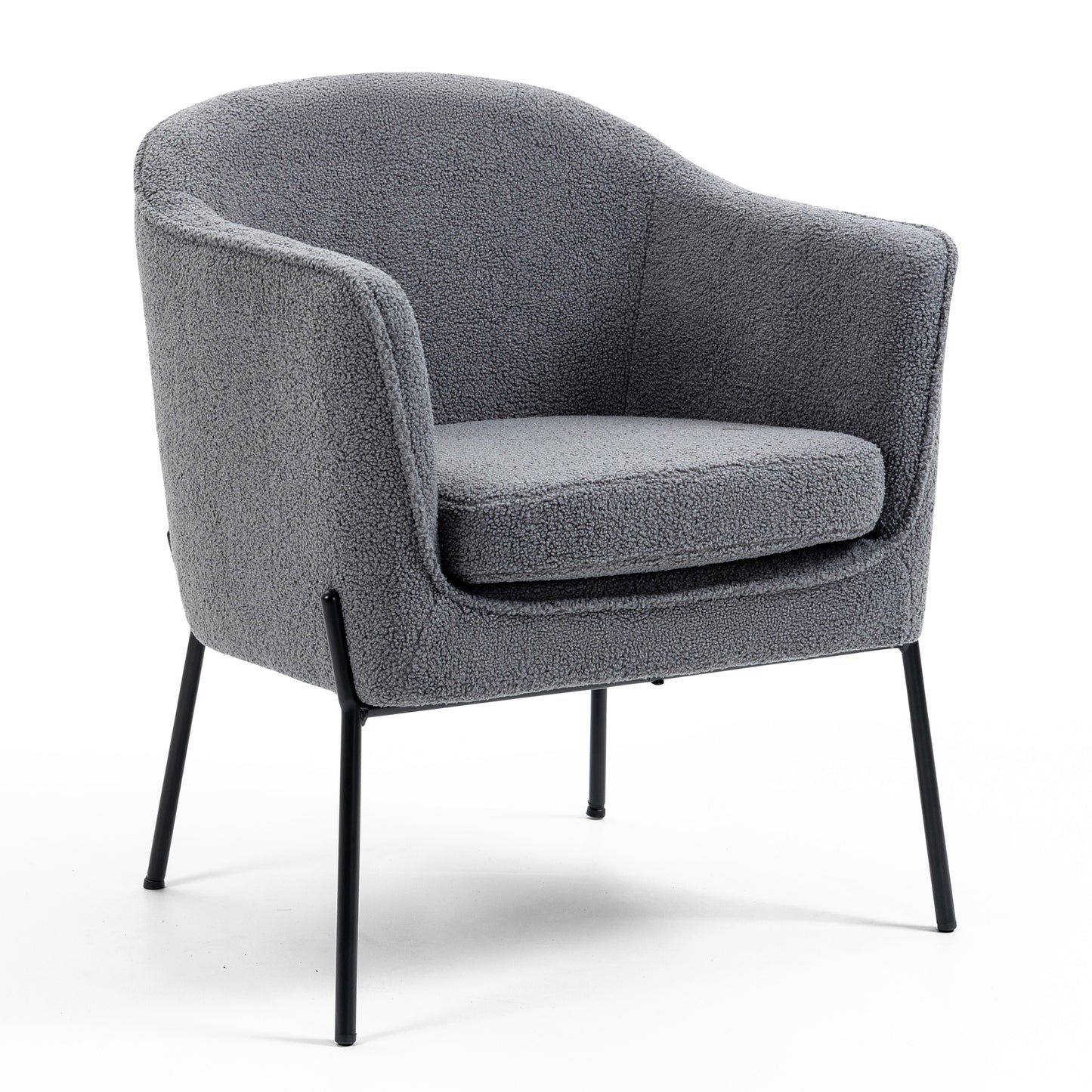 Ayame Gray Boucle Accent Chair with Black Iron Legs