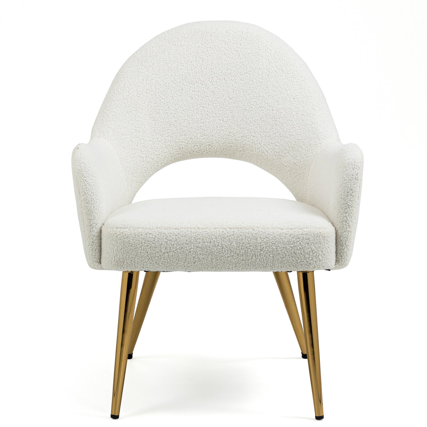 Azael White Boucle Accent Chair with Gold Legs