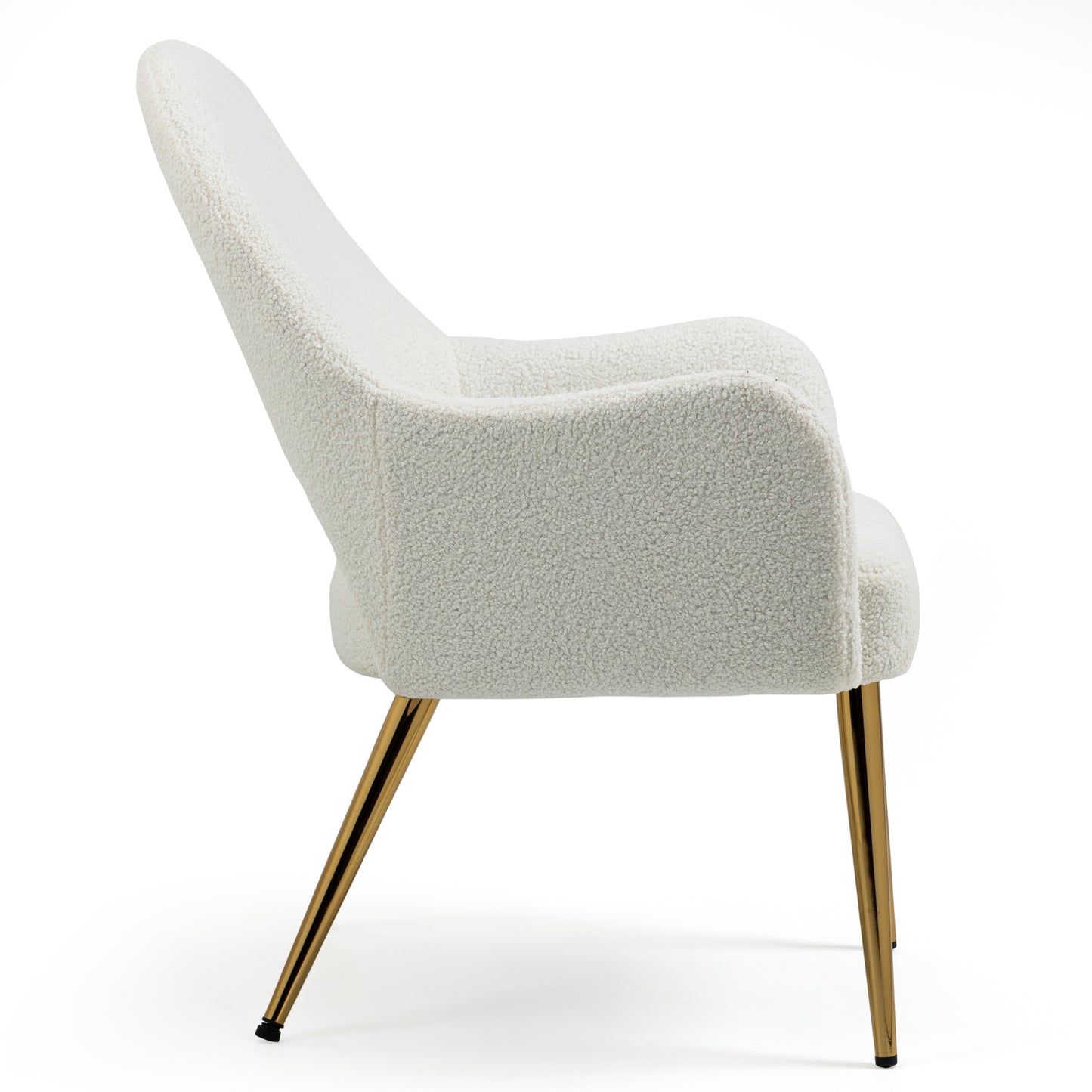 Azael White Boucle Accent Chair with Gold Legs