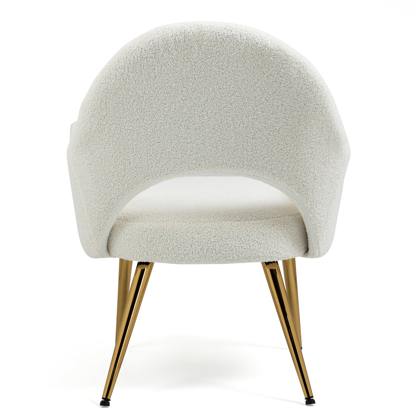 Azael White Boucle Accent Chair with Gold Legs