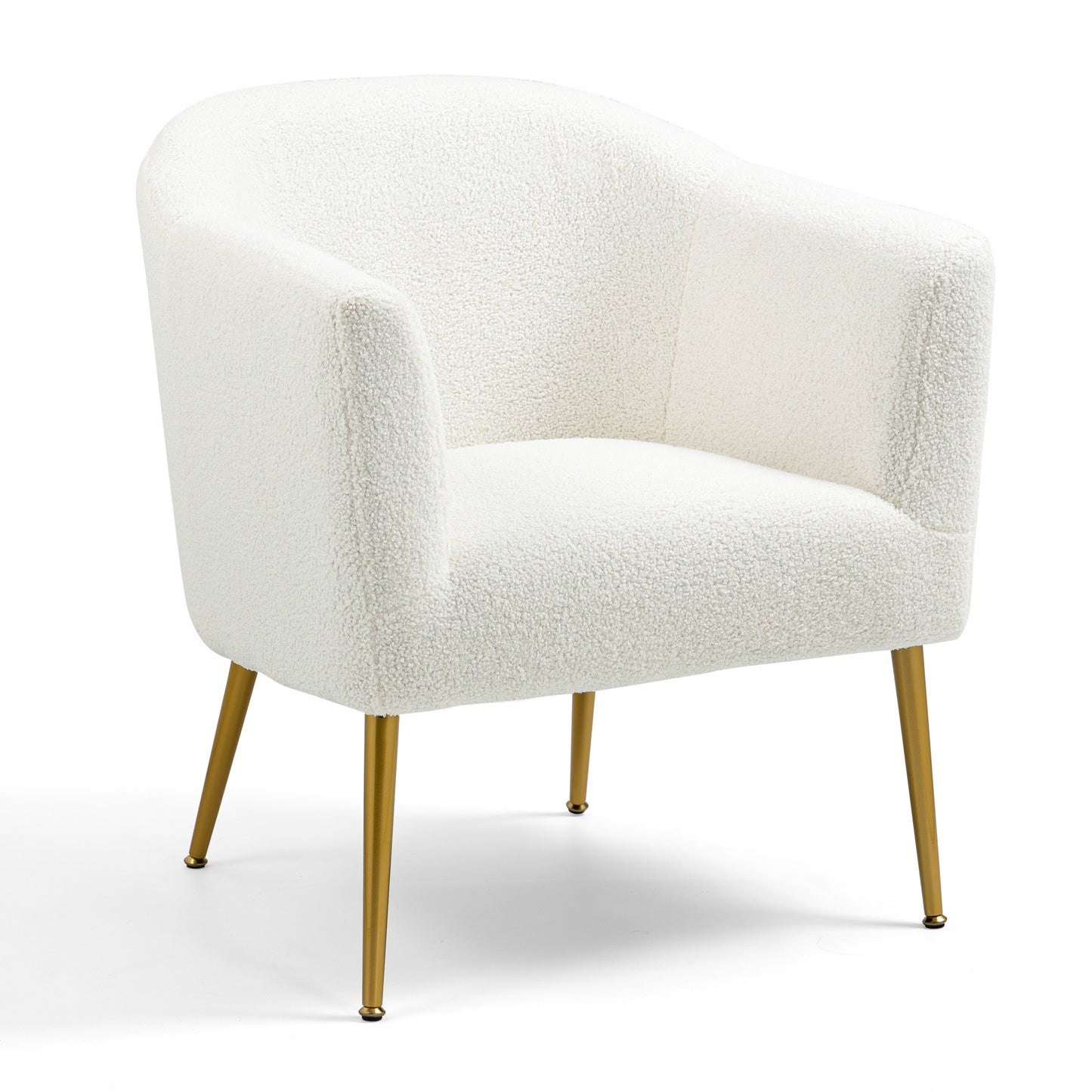 Ayami White Boucle Accent Chair with Gold Legs