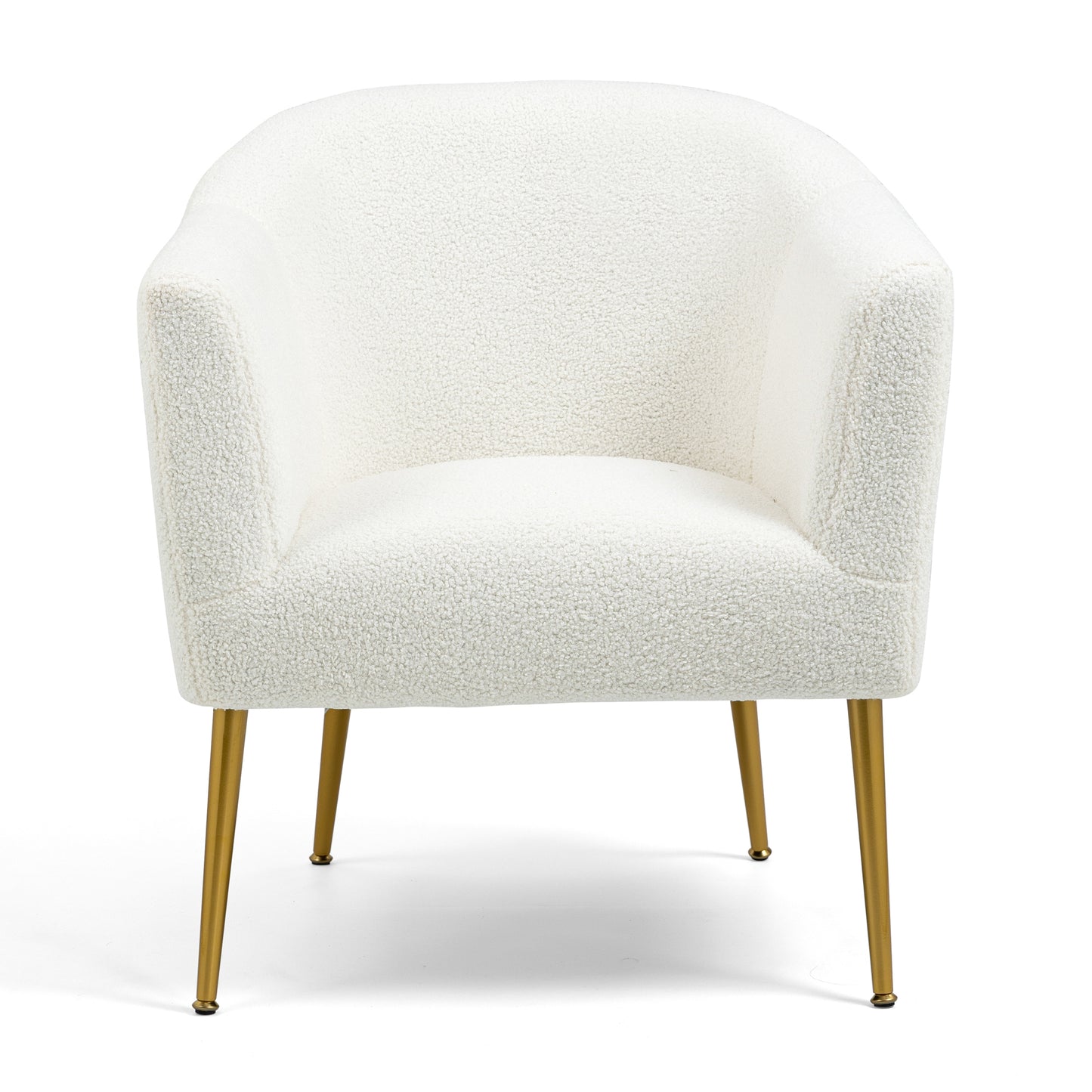 Ayami White Boucle Accent Chair with Gold Legs