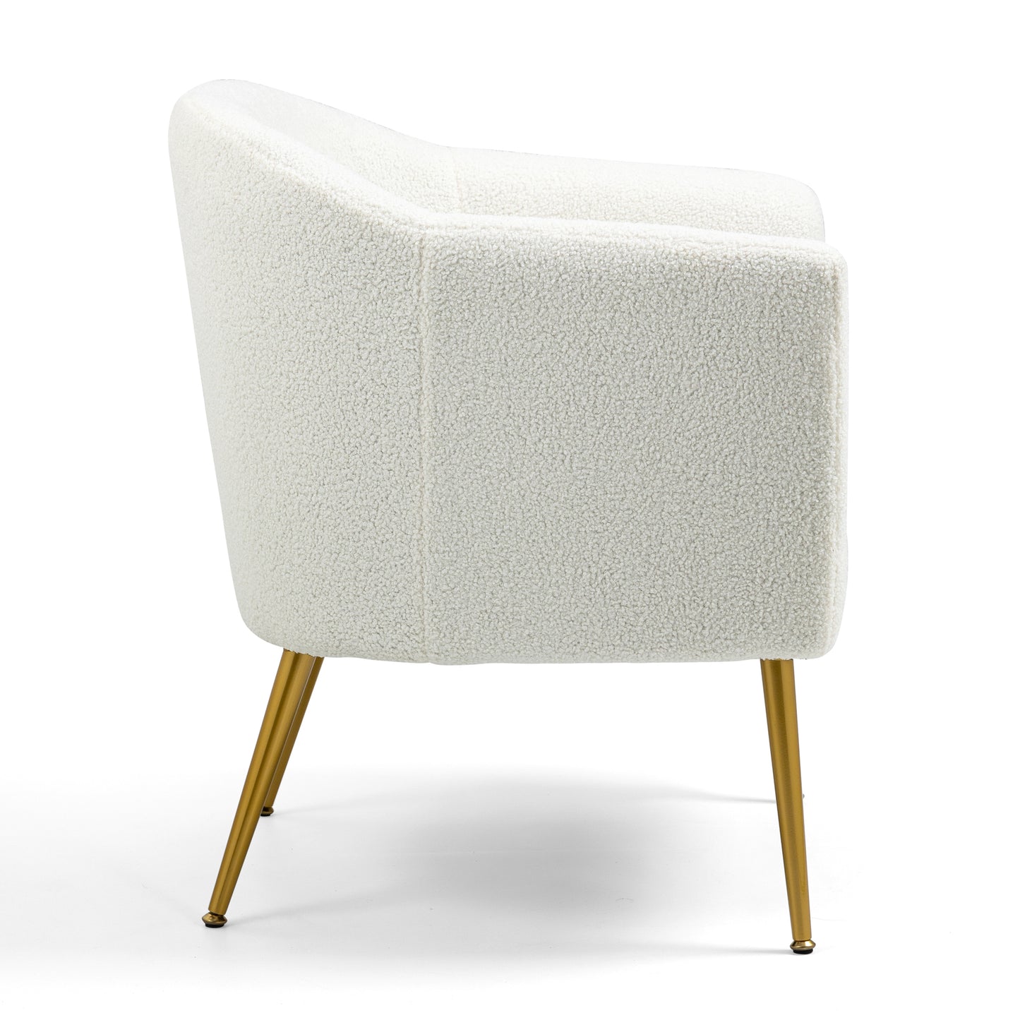 Ayami White Boucle Accent Chair with Gold Legs