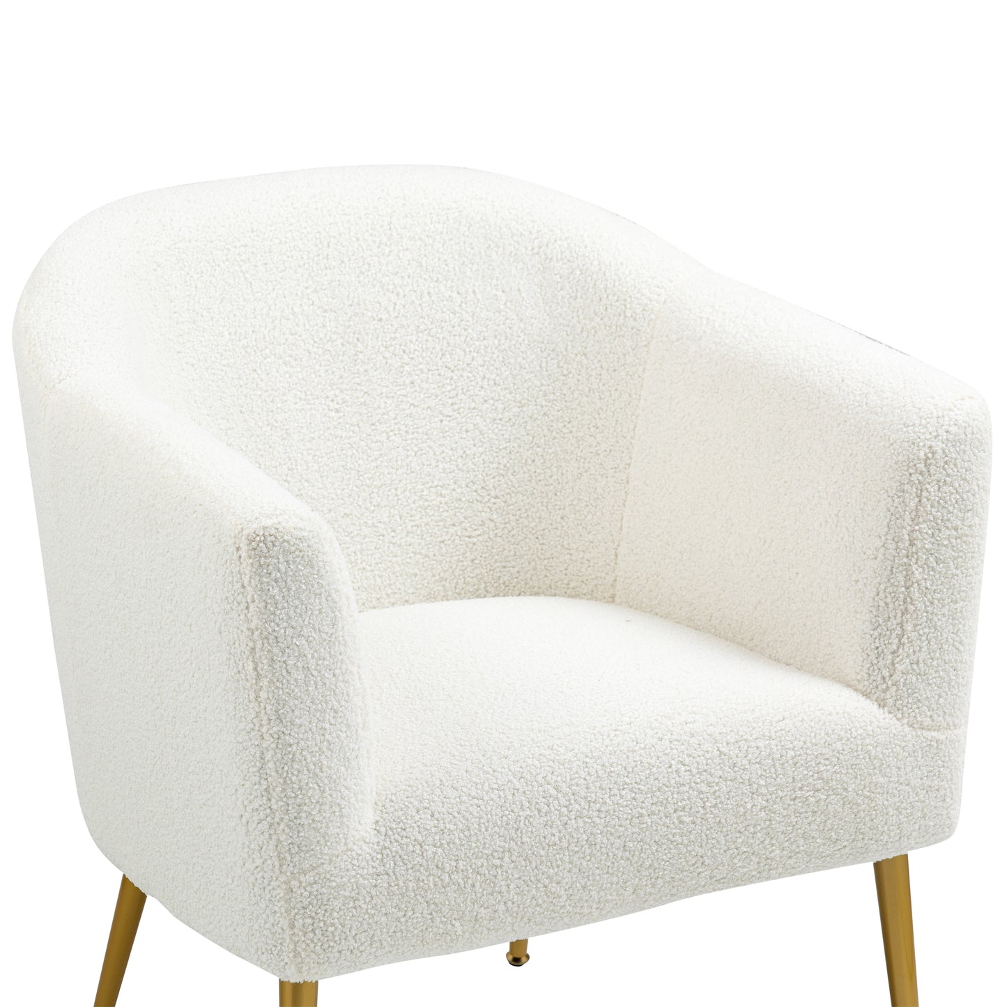 Ayami White Boucle Accent Chair with Gold Legs