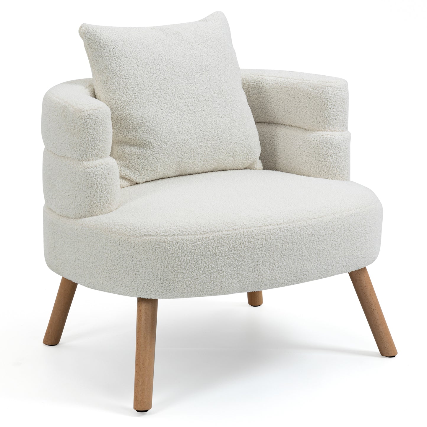 Azana White Boucle Accent Chair with Wood Legs