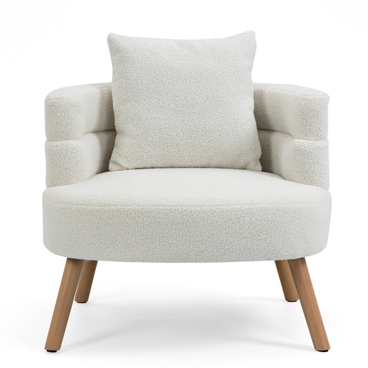Azana White Boucle Accent Chair with Wood Legs