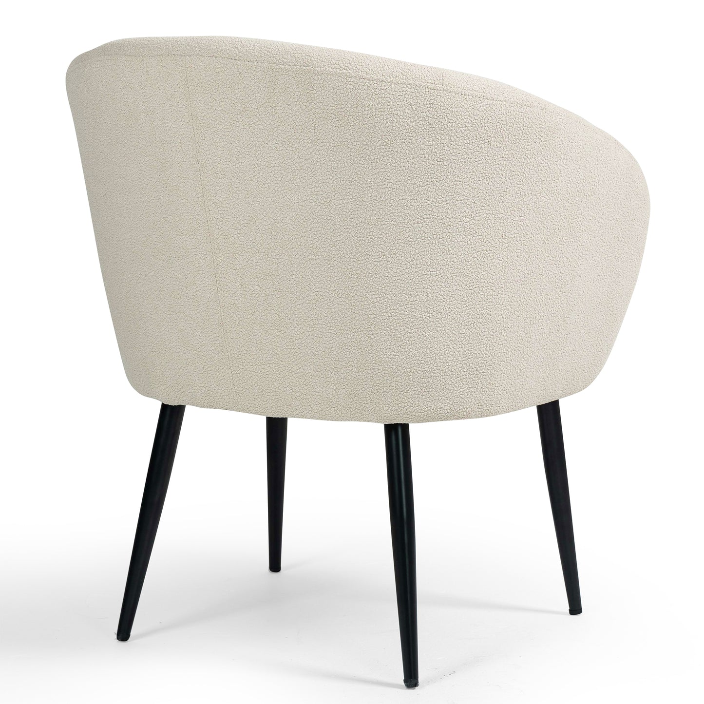 Bayan White Boucle Fabric Accent Chair with Black Iron Legs