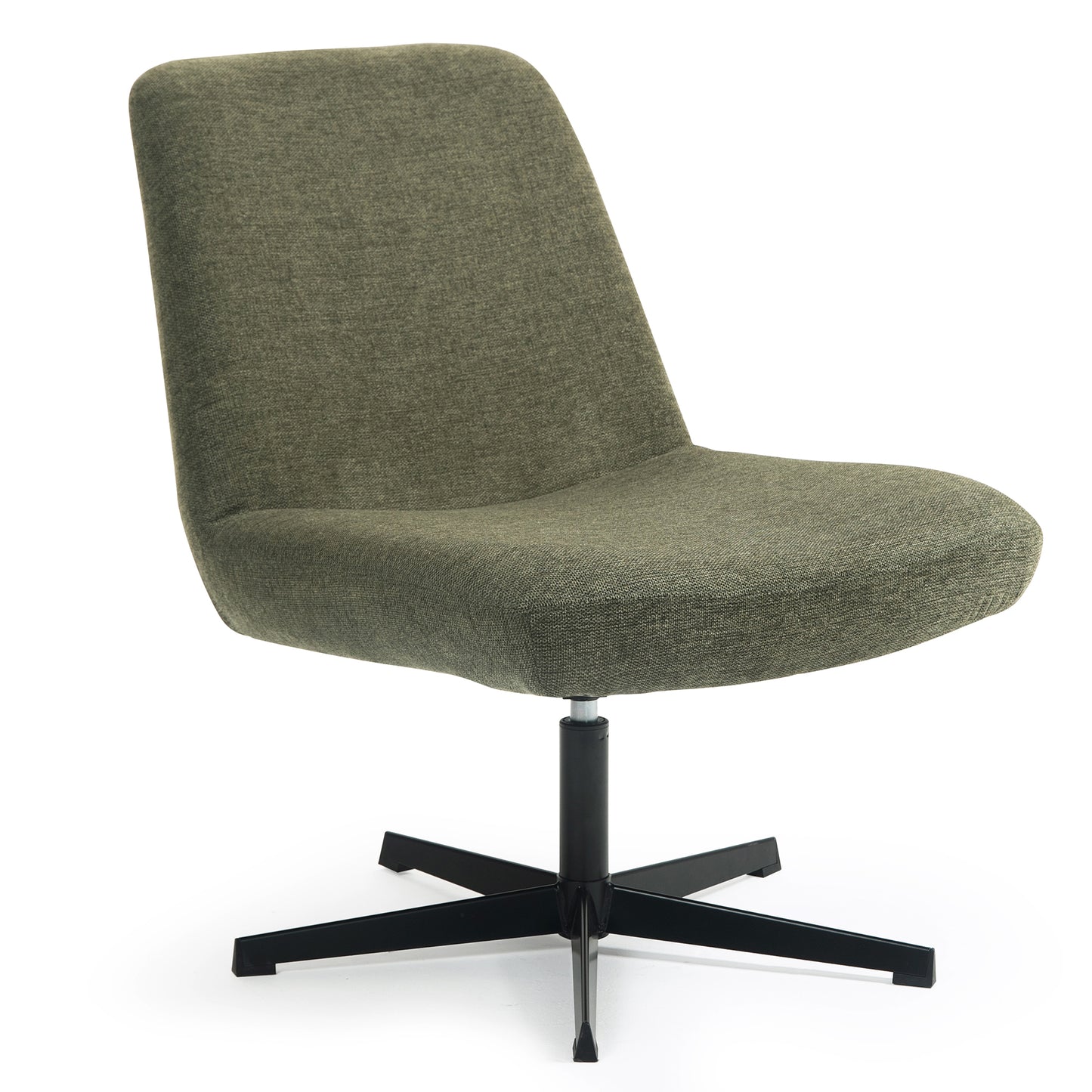 Bayard Green Linen Fabric Accent Chair with Black Swivel Legs
