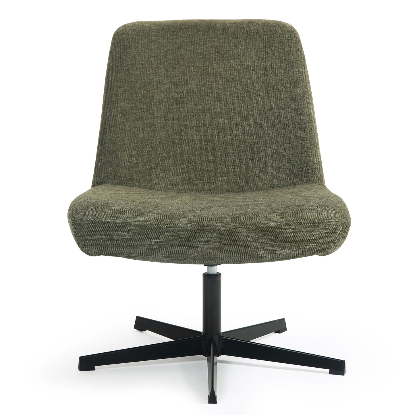 Bayard Green Linen Fabric Accent Chair with Black Swivel Legs