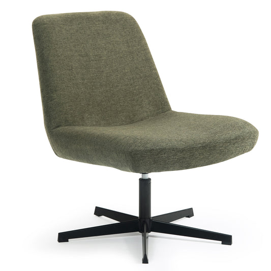 Bayard Green Linen Fabric Accent Chair with Black Swivel Legs