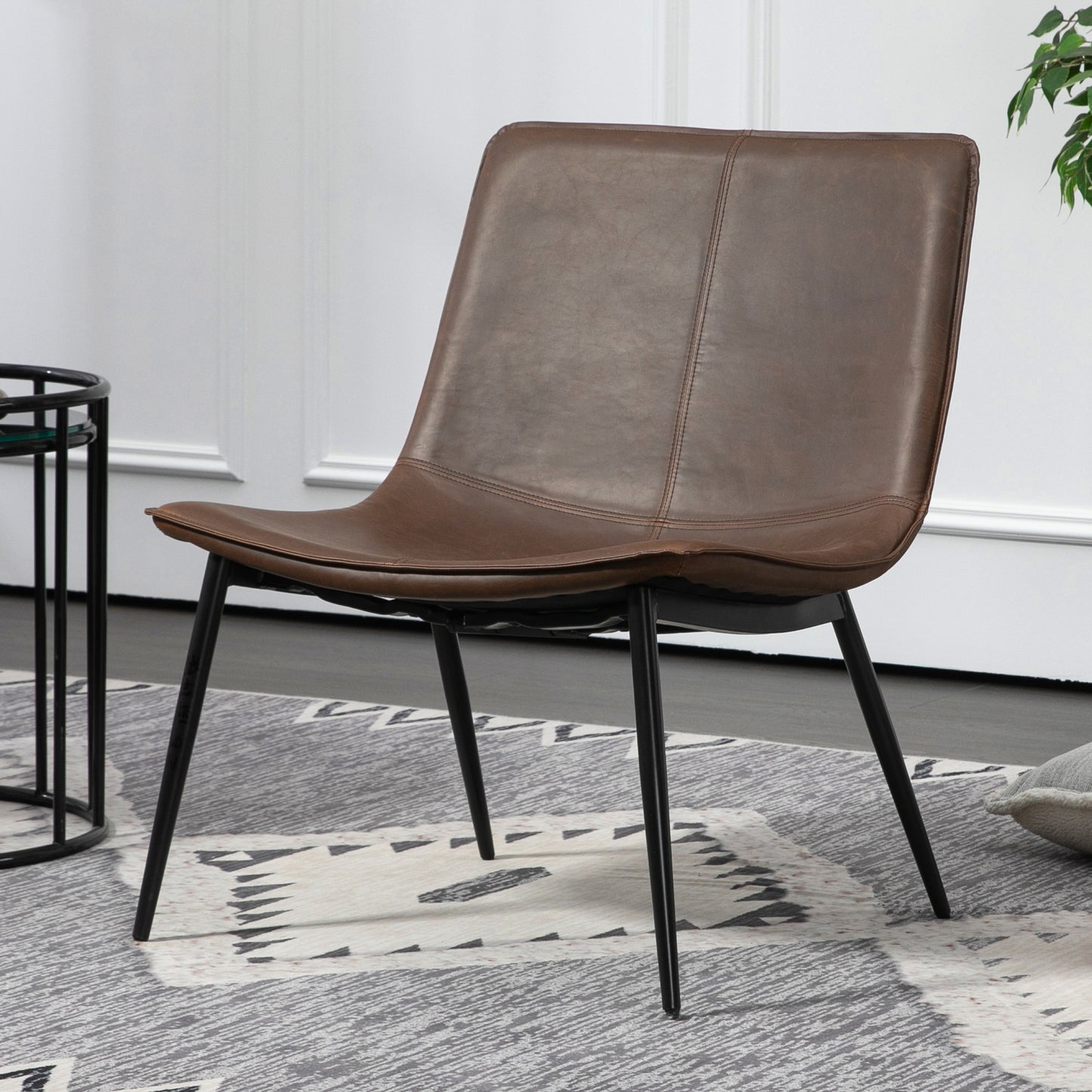 Barkley Dark Brown Faux Leather Accent Chair