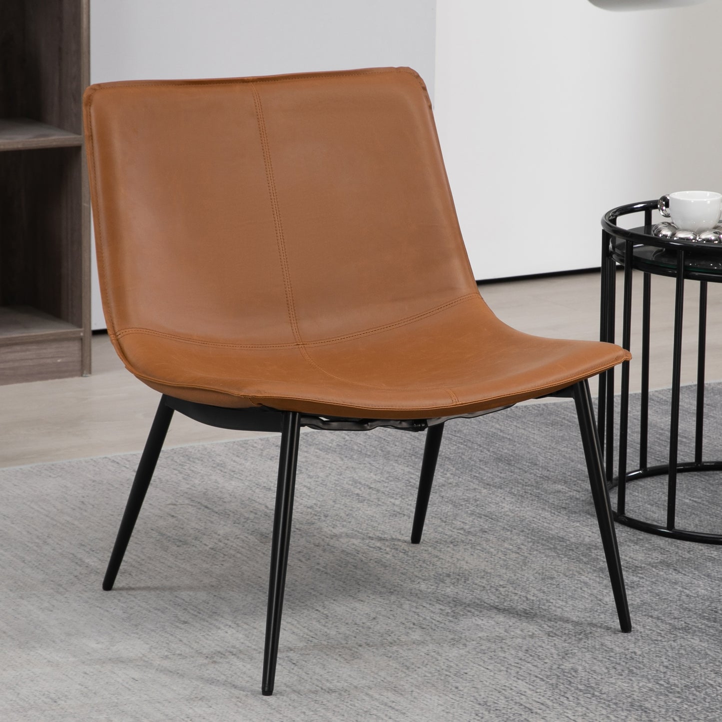 Barkley Light Brown Faux Leather Accent Chair