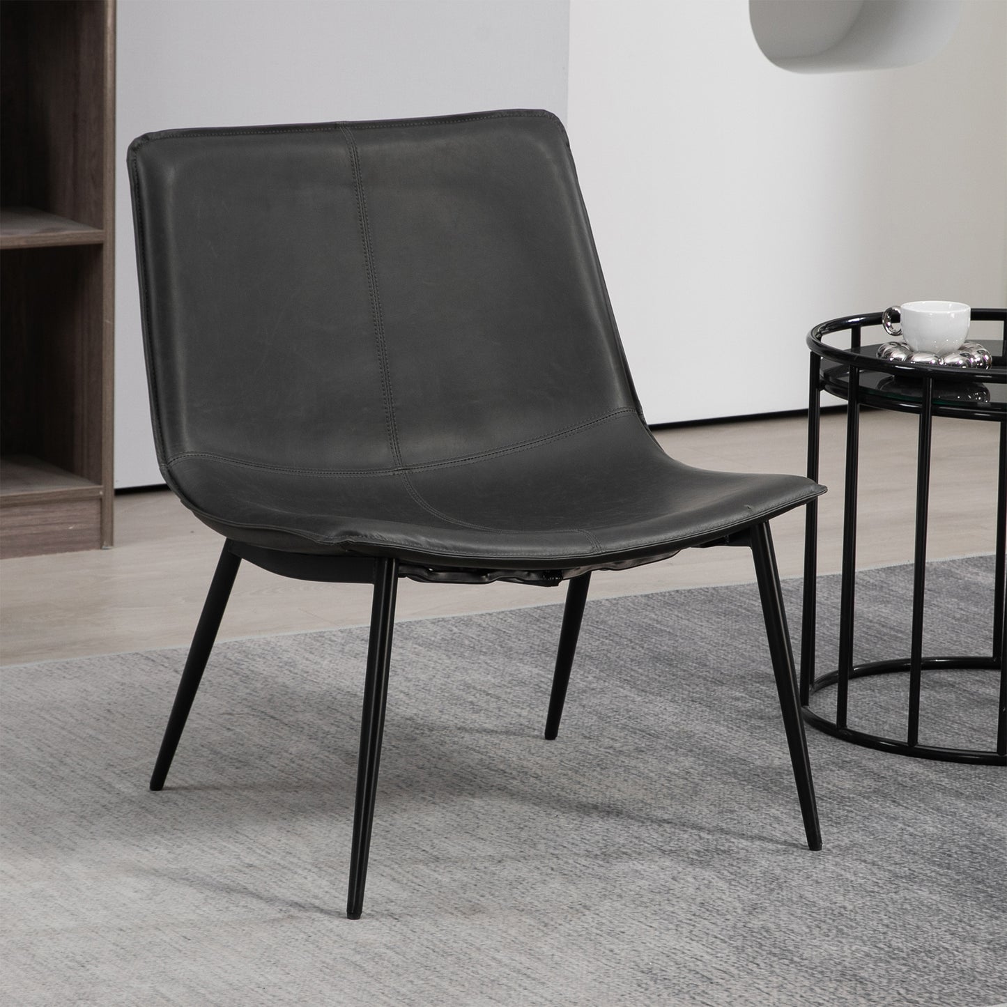 Barkley Dark Gray Faux Leather Accent Chair