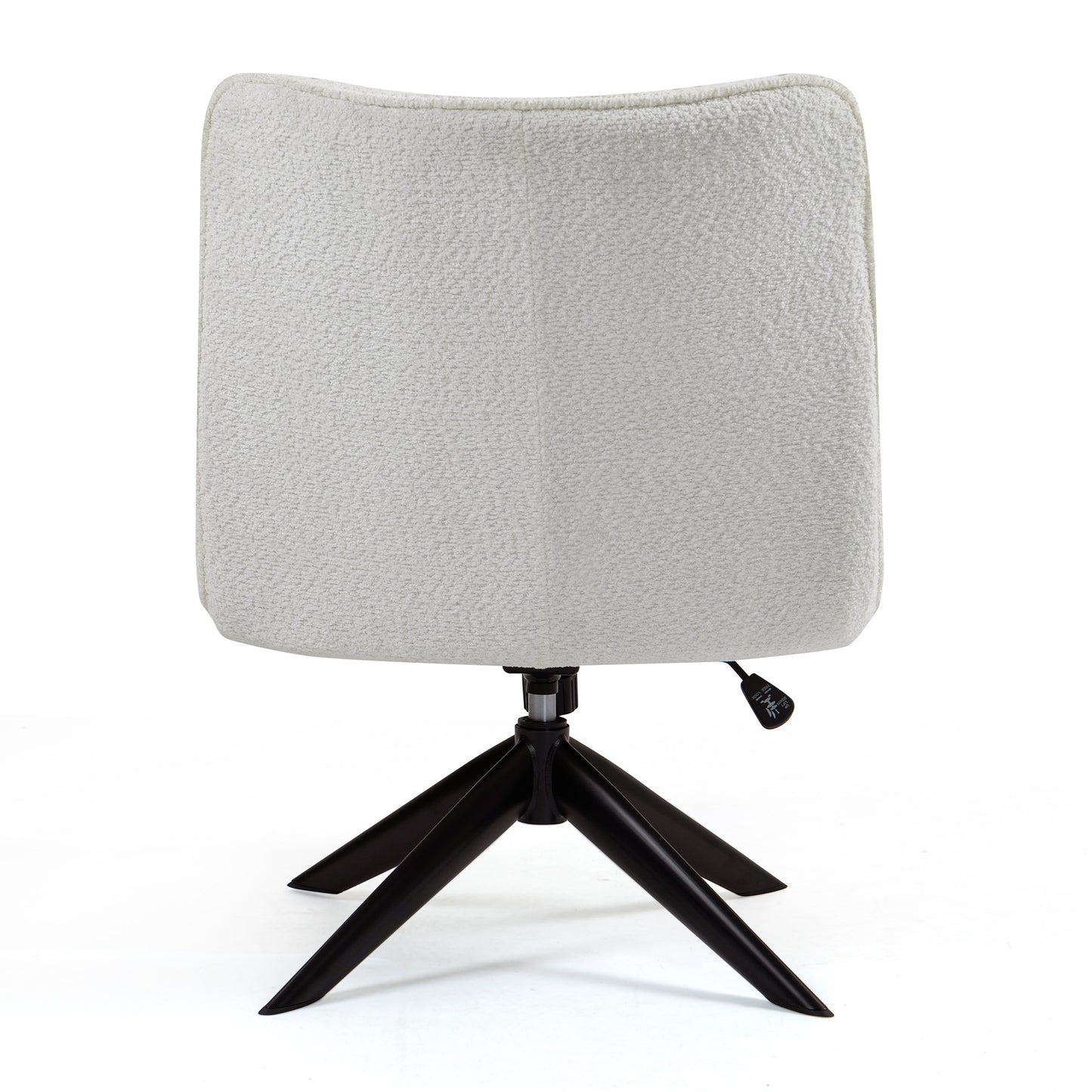 Belva White Boucle Upholstered Fabric Accent Chair with Black Metal Swivel Legs