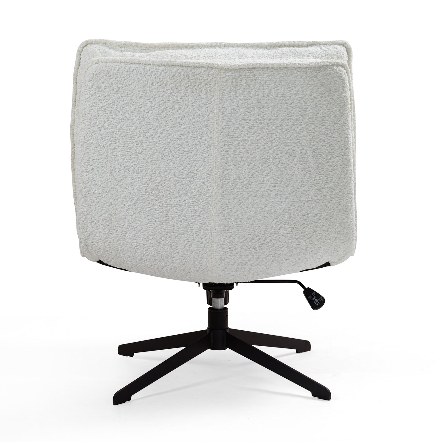 Benecia White Boucle Upholstered Fabric Accent Chair with Black Metal Swivel Legs