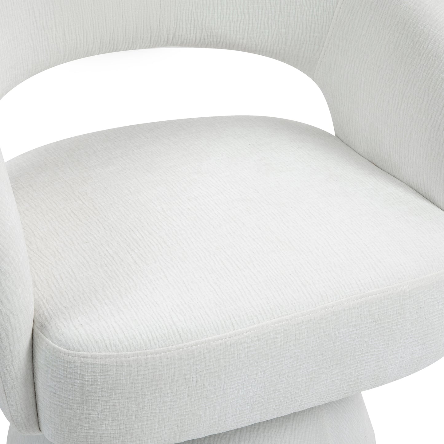 Belenus White Corduroy Fabric Swivel Accent Chair