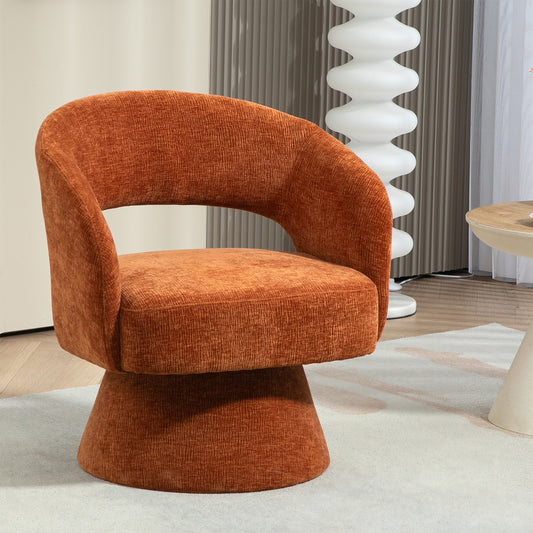 Belenus Orange Corduroy Fabric Swivel Accent Chair