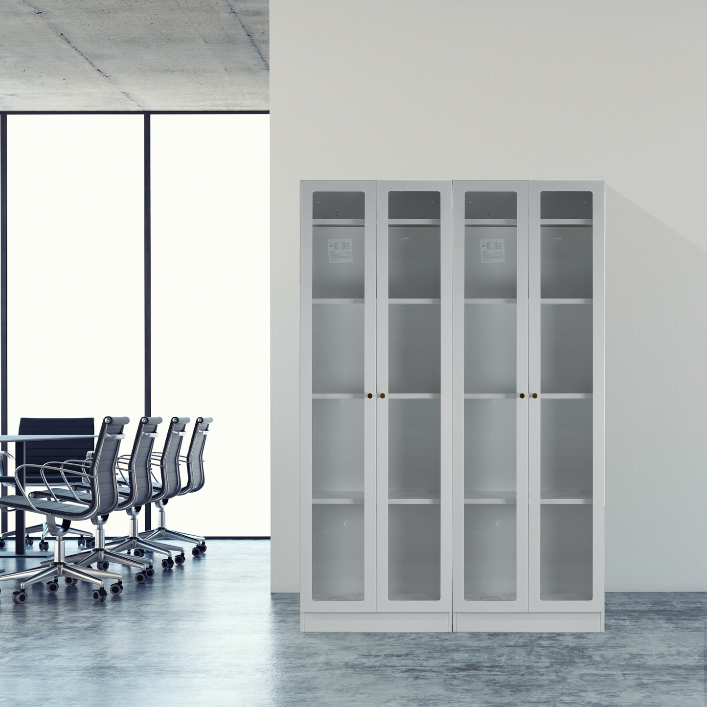 Avidan 70-inch White French Door Metal Cabinet