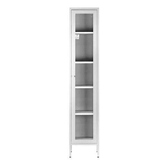 Avis 71-inch White Metal Cabinet with Clear Door