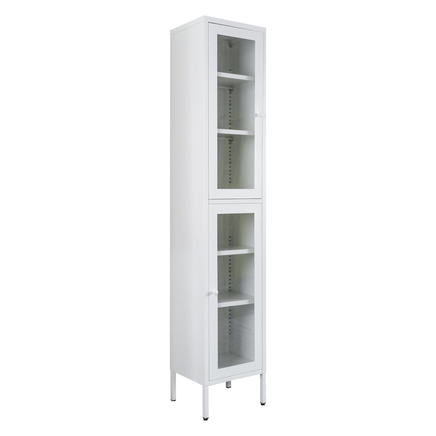 Avish 71-inch White Two Clear Door Metal Cabinet