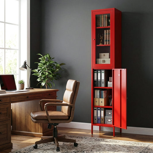 Aviva 71-inch Red Two Door Metal Cabinet