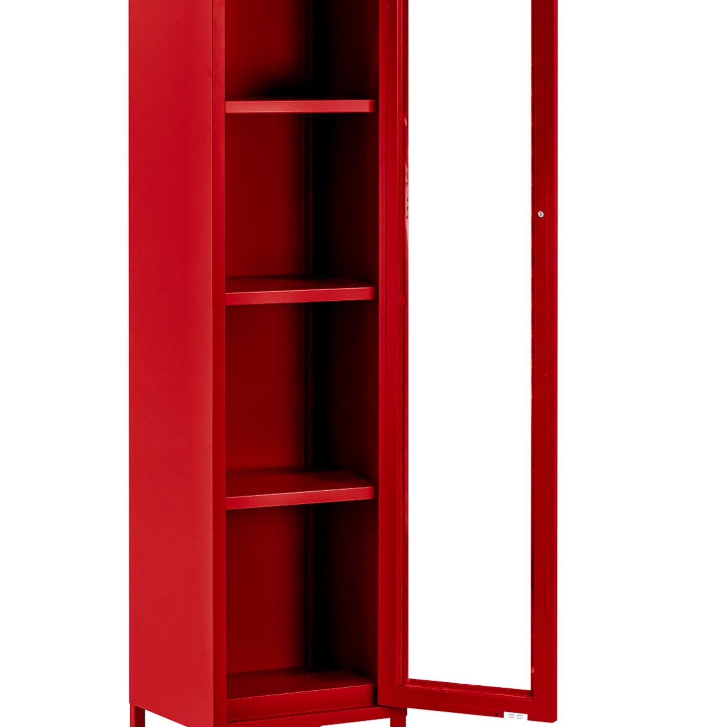 Avis 71-inch Red Metal Cabinet with Clear Door