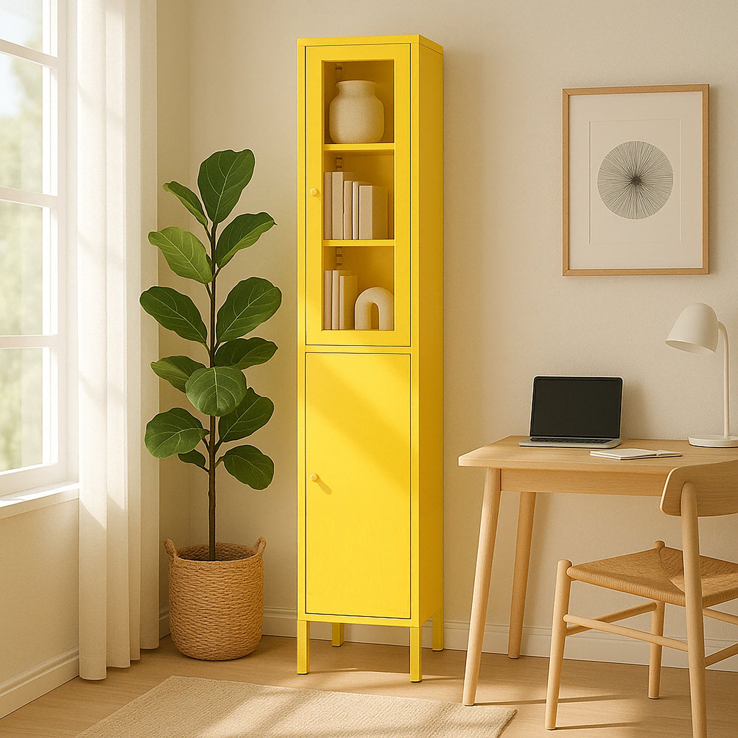 Aviva 71-inch Yellow Two Door Metal Cabinet