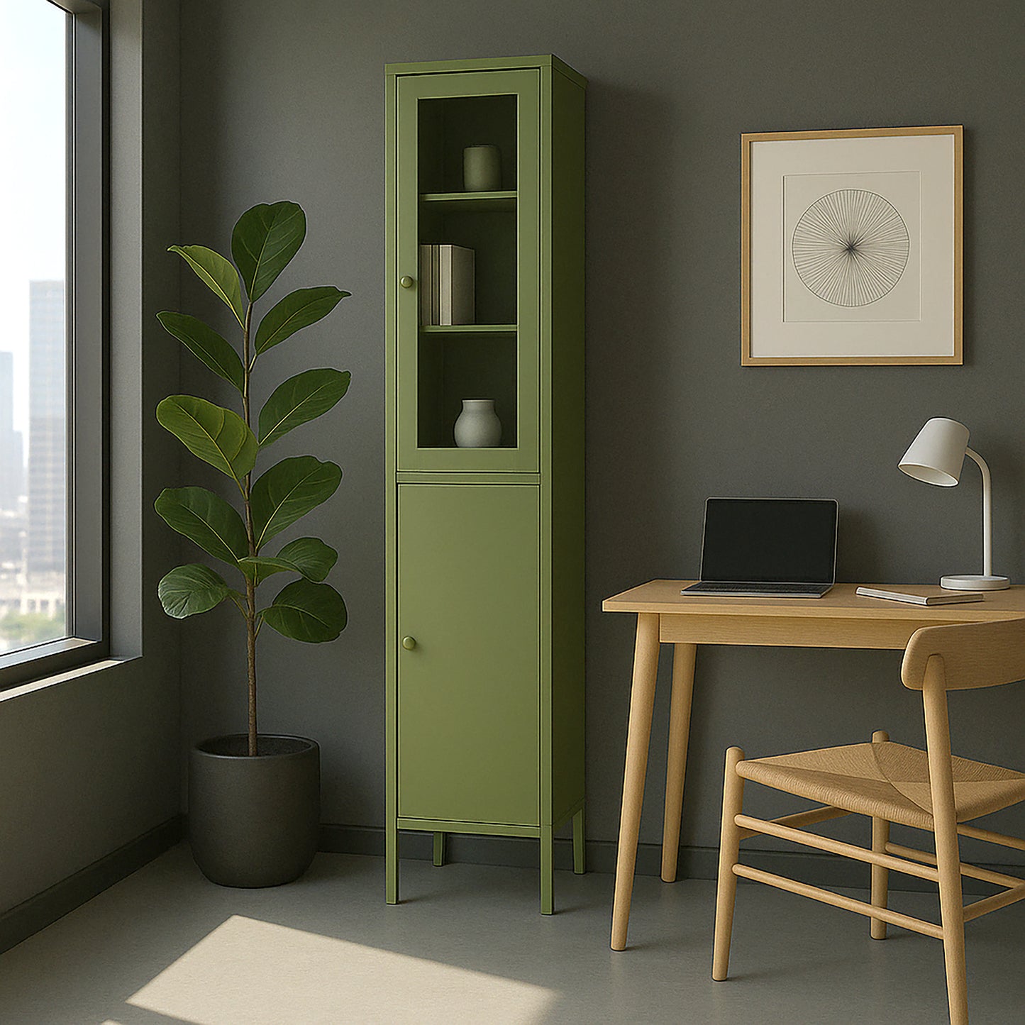Aviva 71-inch Dark Green Two Door Metal Cabinet