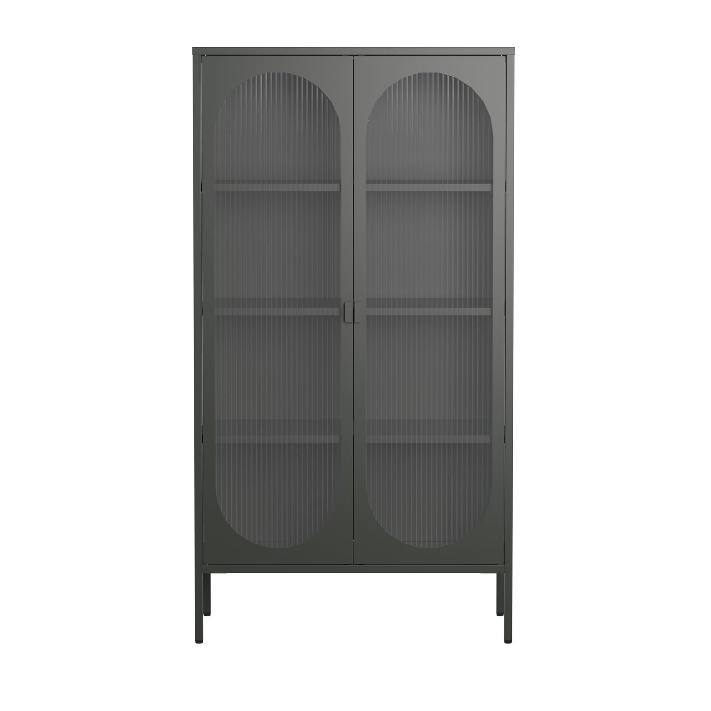 Benoît 70.87-inch Black Two Door Storage Cabinet with Fluted Clear Doors