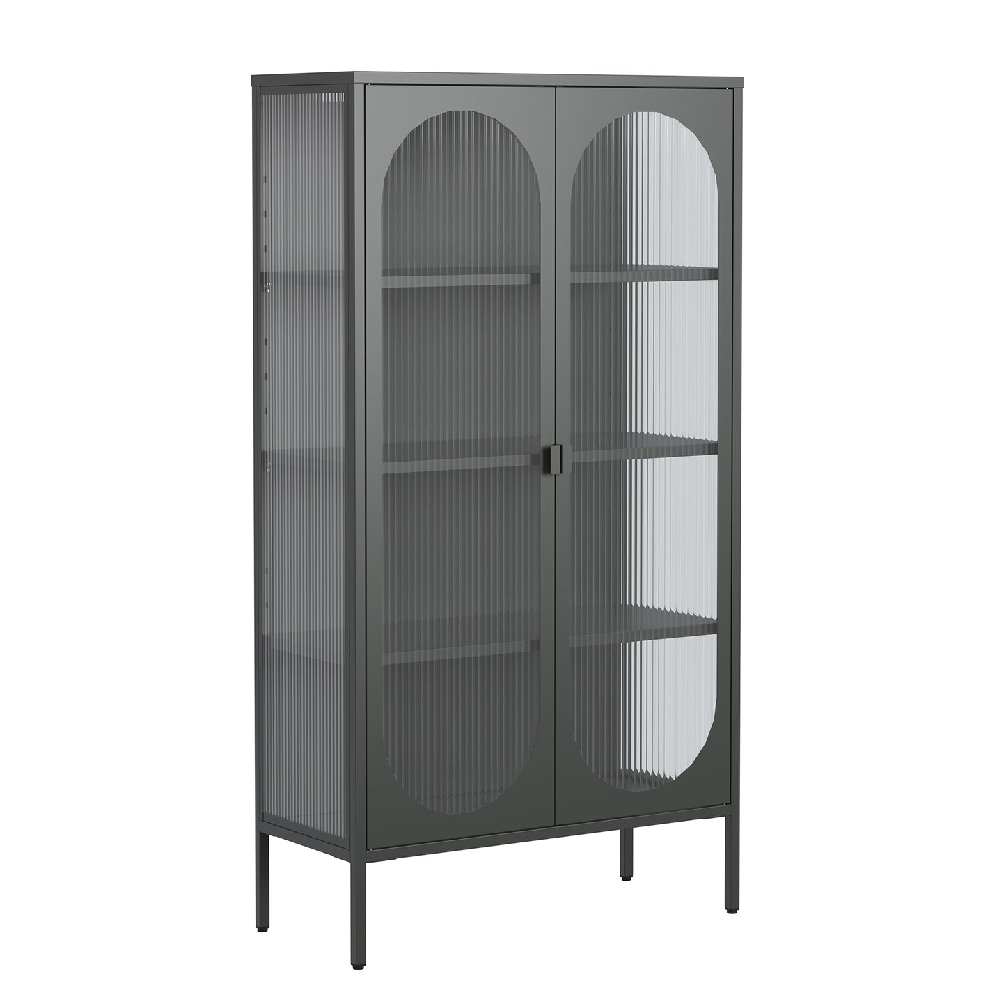 Benoît 70.87-inch Black Two Door Storage Cabinet with Fluted Clear Doors