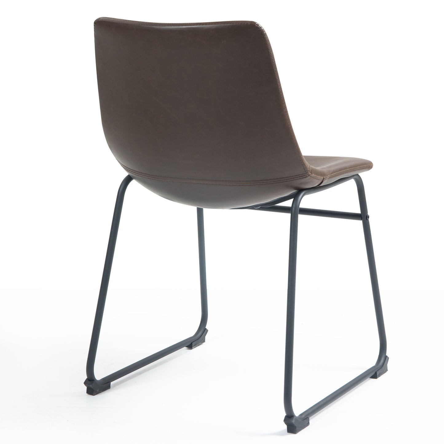 Set of 2 Adan Iron Frame Dark Brown Faux Leather Dining Chair