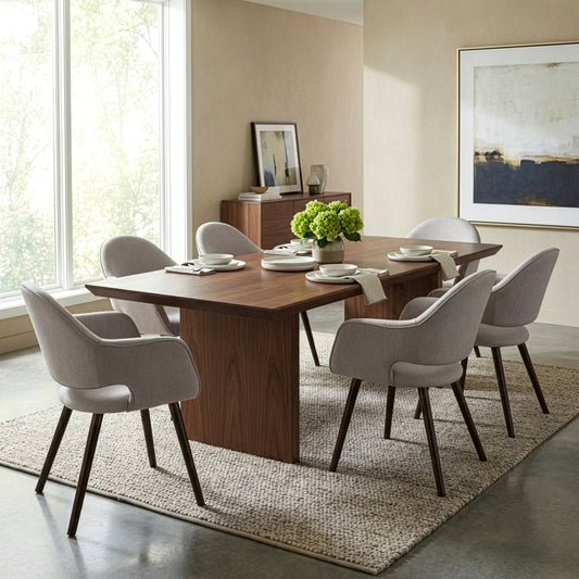 Set of 2 Adel Modern Beige Arm Chair Dining Chair with Beech Legs