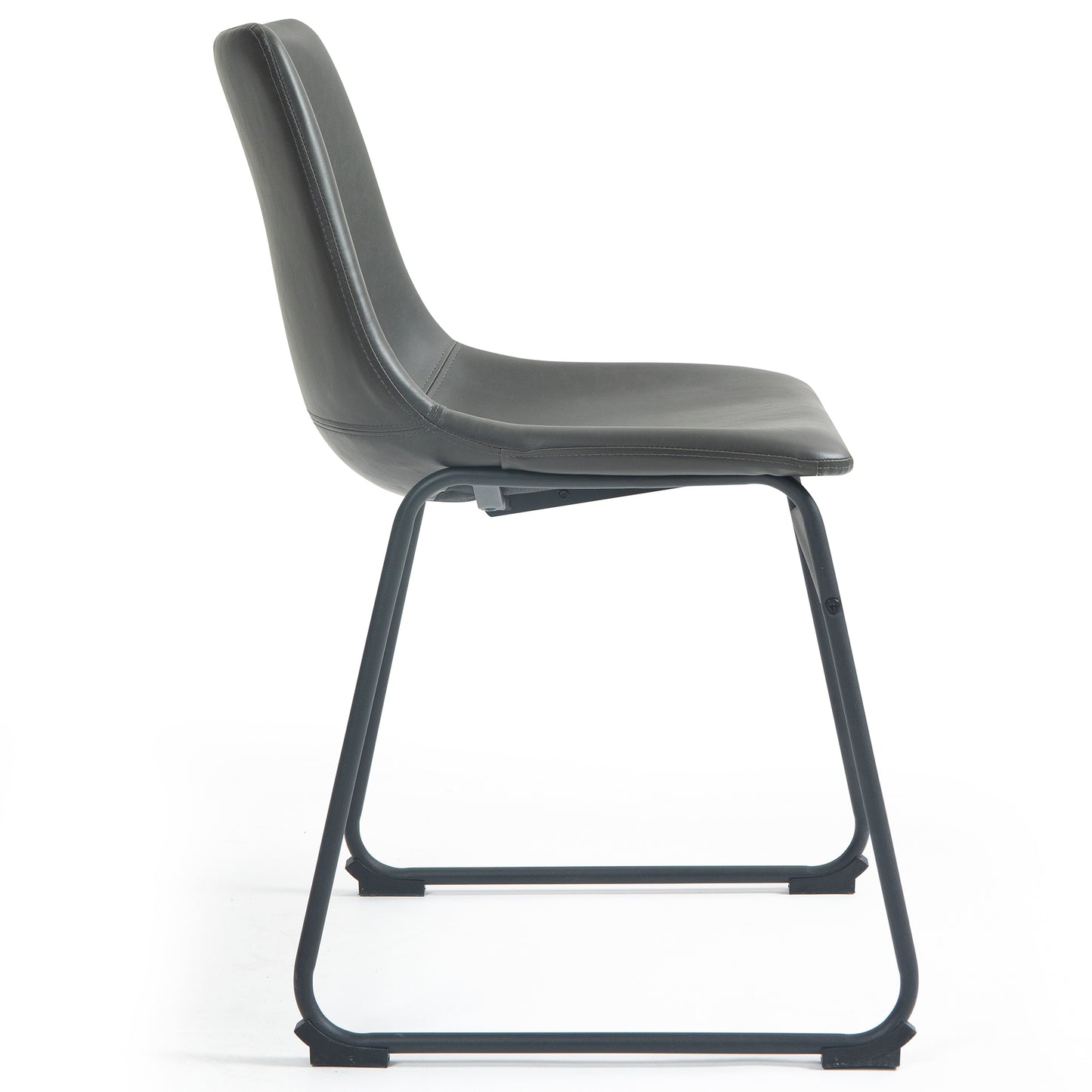 Set of 2 Adan Iron Frame Vintage Gray Faux Leather Dining Chair