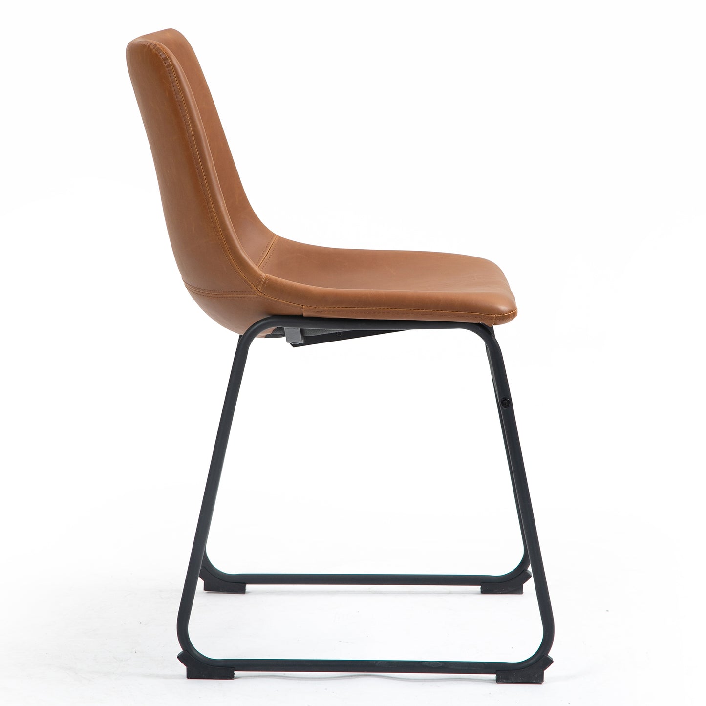 Set of 2 Adan Iron Frame Vintage Cappuccino Faux Leather Dining Chair